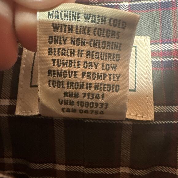 L.L. Bean Shirt Men's Size Large Green Plaid Button Front Long Sleeves Cotton - Picture 5 of 10
